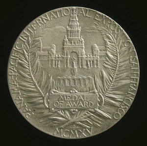 Panama-Pacific International Exposition, San Francisco :Medal of award [Reverse]. 1915.