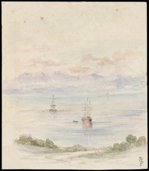 Stowe, Jane, 1838?-1931 :[Wellington Harbour; two ships. 1870-1900].