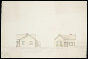 Artist unknown :[Elevation of cottage with bay window. 1800s?]