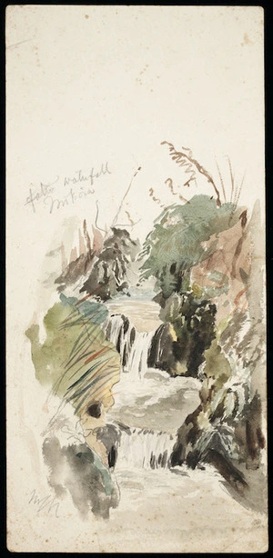 Lysaght, Mary Grace Caroline, 1850?-1936? :Waterfall, Mokoia. [1800s?]