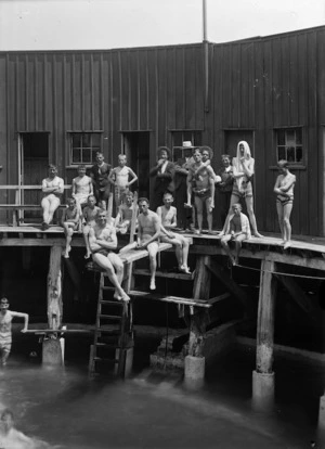 Group at a diving pool