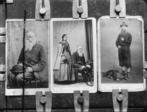 Photograph of three carte-de-visites, one depicting Philip Tapsell and his daughter Kataraina