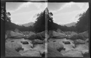 Large boulders in river, West Coast region