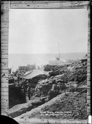 J M, fl 1915 (Photographer) : Scene on the beach at Anzac Cove, Gallipoli, Turkey