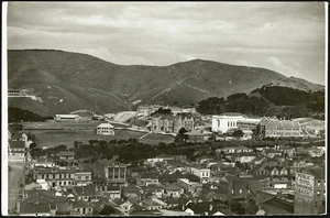 View of Wellington College and Mount Alfred, from the Mount Cook Barracks, Wellington City, New Zealand