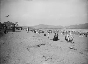 People on the beach at Lyall Bay, Wellington