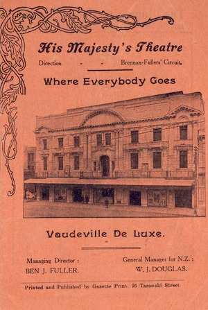 His Majesty's Theatre, where everybody goes. Vaudeville de Luxe. [Programme cover, 1913].