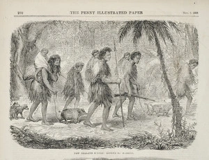 Artist unknown :New Zealand scenes; exodus of Maories. Penny Illustrated paper, Nov. 7, 1868, page 292