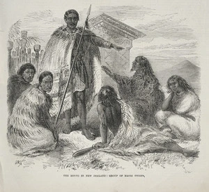Artist unknown :The rising in New Zealand - group of Maori chiefs. The penny illustrated paper. Feb. 6, 1869, [page] 93.