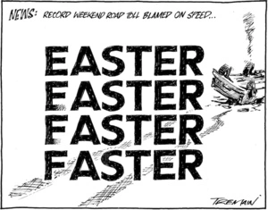 News. Record weekend road toll blamed on speed. EASTER... FASTER. 5 April 2010