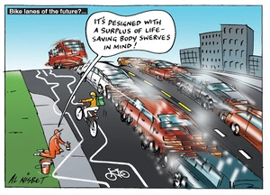 Bike lanes of the future?... "It's designed with a surplus of life-saving body swerves in mind!" 8 April 2010