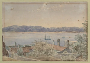 Smith, William Mein 1799-1869 :[Scene at Gibraltar; red-tiled roofs in the foreground, the harbour with ships and distant hills. 1832]