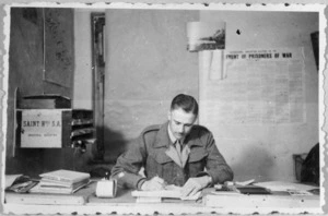 Roussoun, Man of Confidence for the South African forces, at Stalag 8A, Gorlitz, Germany