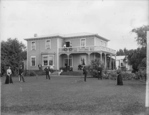 People playing croquet at the Parkes residence