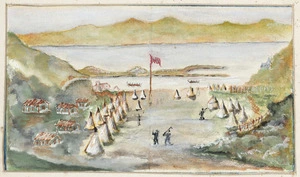 [Balchin, Ernest Rout?], fl 1936 (copyist) :[Early military encampment at Scinde Island Napier. 1859. Copied ca 1936]