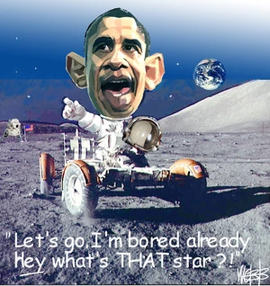 [Obama astronaut] "Let's go, I'm bored already. Hey what's THAT star?!" 16 April 2010
