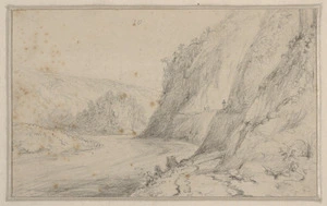 [Swainson, William] 1789-1855 :Road round the second gorge, entering the upper valley of the Hutt. [1849?]