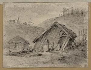 [Swainson, William], 1789-1855 :[Ruined shack, pa in background. ca 1845]
