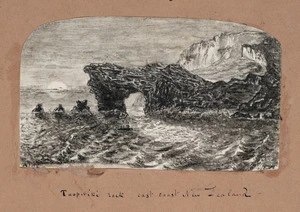 Carbery, Andrew Thomas H 1836-1870 :Taopiriki Rock, East Coast, New Zealand [1863 or 1864]
