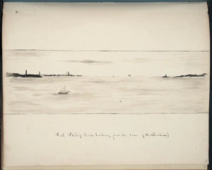 Carbery, Andrew Thomas H 1836-1870 :Port Phillip Heads looking from the sea (Australia) [1864]