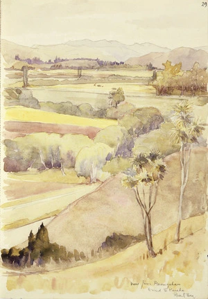 [Holdsworth, Alice Mabel], 1878-1963 :View from Parengahou toward Te Karaka, Poverty Bay. [1936-1937]