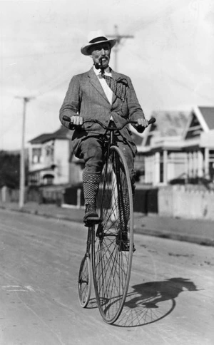 Phil Mansell on his penny farthing bicycle