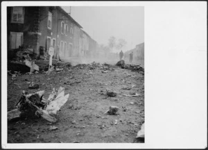Scene in Lubbe, France, close to the wreckage of an aeroplane shot down by Edgar James Kain during World War 2