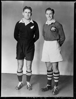 Fred Allen, captain of the All Blacks, with T Allan of the Australian Rugby Football Union team