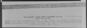 Player list of All Blacks, New Zealand rugby union representatives, vs South Africa, 1921
