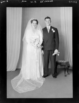 Unidentified bride and [groom?] probably Norris family wedding