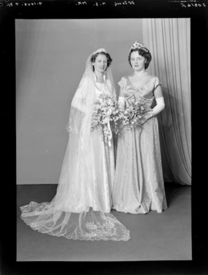 Unidentified bride and bridesmaid