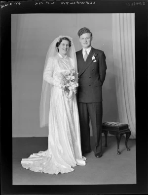 Unidentified bride and groom, probably Llewellyn family wedding