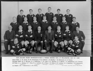 All Blacks, New Zealand representative rugby union team, vs France, second test, Wellington, 1968