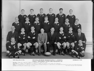 All Blacks, New Zealand representative rugby union team, vs Australia, Wellington, NZRFU 75th Jubilee, 1967