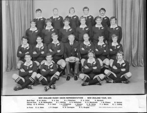 All Blacks, New Zealand representative rugby union team, New Zealand tour, 1972 - Photograph taken by Frank Thompson Redfern Studio