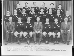 All Blacks, New Zealand representative rugby union team, vs Australia, second test, Dunedin, 1962