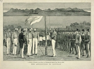 The Graphic :The annexation of Rotumah. 1. H. M. S. Miranda in Lee Bay. 2. Hoisting the British flag. May 13, 1881. [London, The Graphic, 1881 or 1882?]