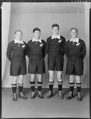 Four Victoria University College rugby club players selected for the All Blacks, New Zealand representative rugby union touring team, 1953-1954