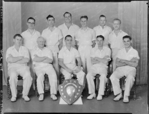 Ace Aire Cricket Club, 1953-1954 team, with shield