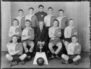 Institute Old Boys' Football Club, Association 3rd grade soccer team, with trophy, 1953