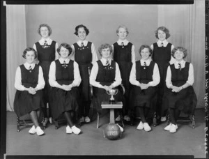 St Mary's College, A basketball team, with cup, 1953