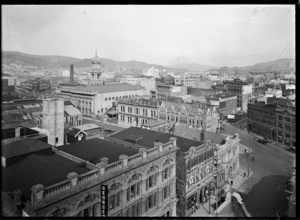 Wellington city including Victoria Street buildings, Public Library and Town Hall