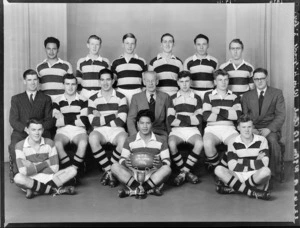 Wellington Football Club, 1954 4th grade rugby union team, with cup