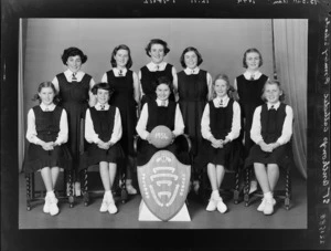 St Anthony's Catholic Primary School, 1954 girls' B grade basketball team, with shield