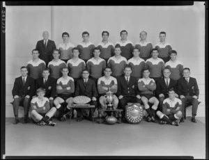 Petone Rugby Football Club,1967 team with trophies.