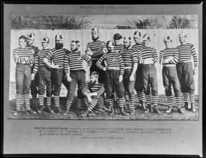 Wellington representative rugby team which played on the 5th of July, 1875, at Nelson, each team scoring one goal