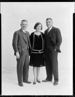 Boxer Thomas Heeney with his wife Marion and [referee Alan Maxwell?]