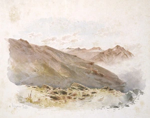 Hodgkins, William Mathew, 1833-1898 :On Advance Peak, near Macetown, [1880 or 1887]