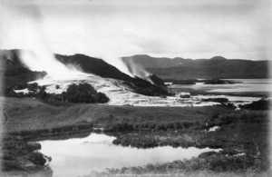 White Terraces and Lake Rotomahana - Photograph taken by George Dobson Valentine