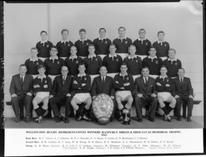 Wellington rugby representatives, winners Ranfurly Shield and Fred Lucas Memorial Trophy, 1963